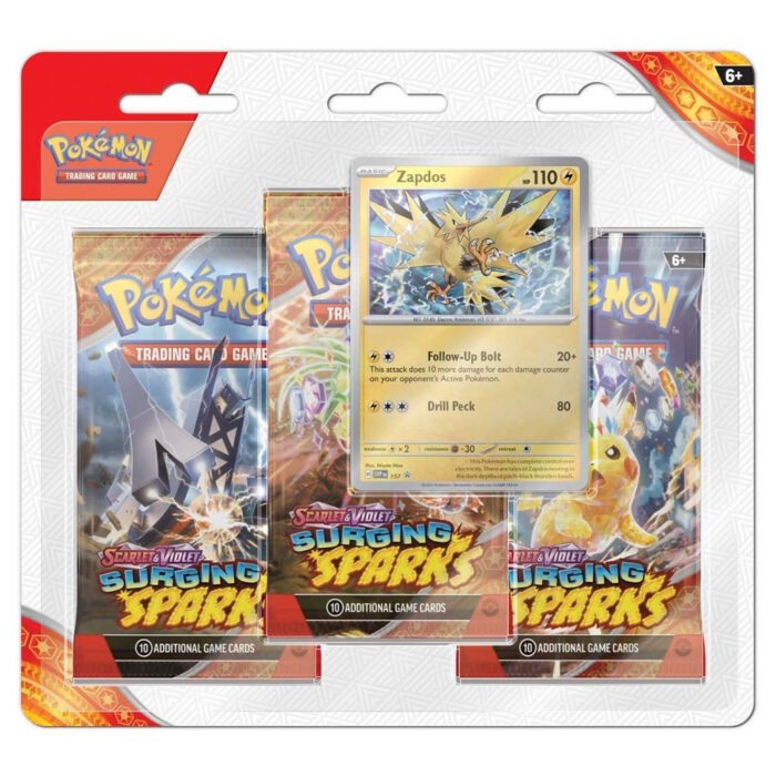 Surging Sparks 3 Booster Packs & Zapdos Promo Card